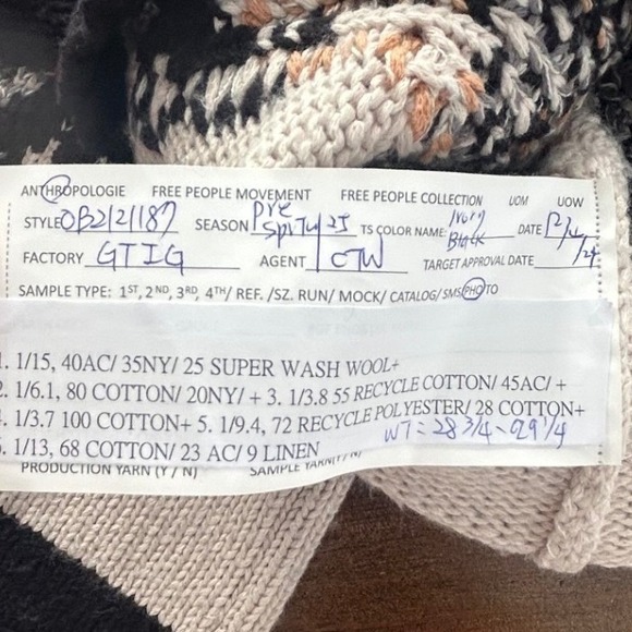 Anthropologie Pilcro Horse Button Front Hooded Cardigan Sweater Wool Black Cream - Picture 15 of 16